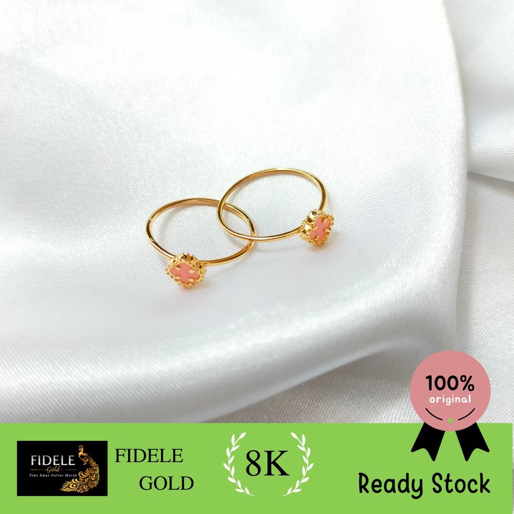 Cincin Bunga Vancleef Pink Cincin emas asli kadar muda 375