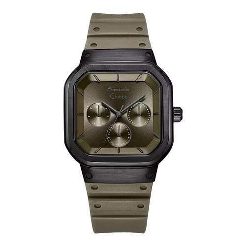 Alexandre Christie AC 2811 SSBFRIPGN Ladies Black Dial Green Army Rub