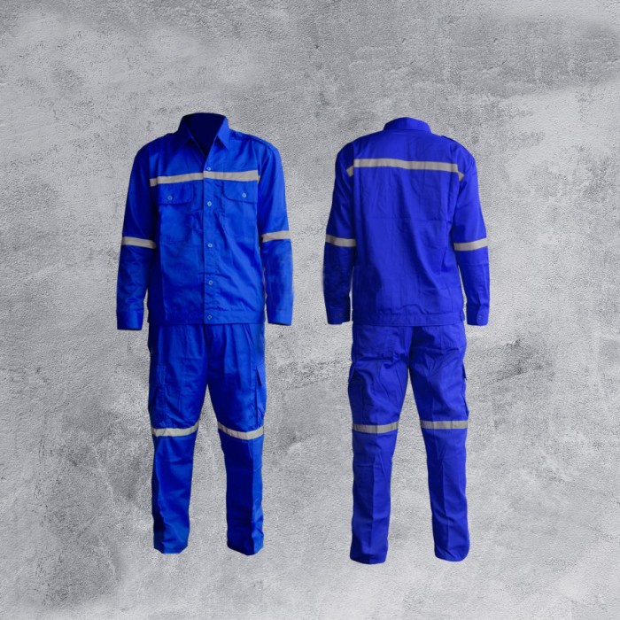 Seragam Kerja / Baju Celana Kerja / Kemeja Safety Okinawa Biru BCA - M