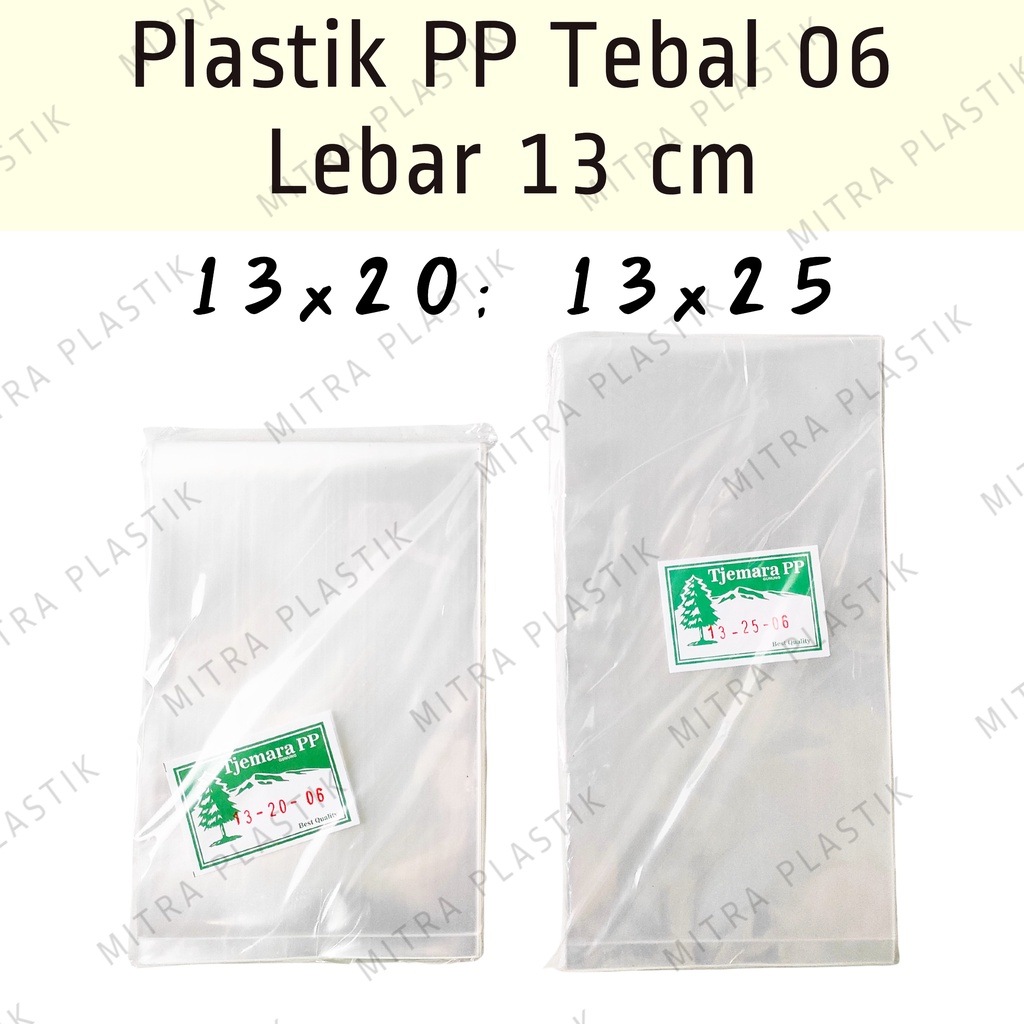 ExtraWrap (CCA) Plastik PP Lebar 13 Tebal 06 13x20 13x25 Kantong Bening Transparan Gratis Ongkir