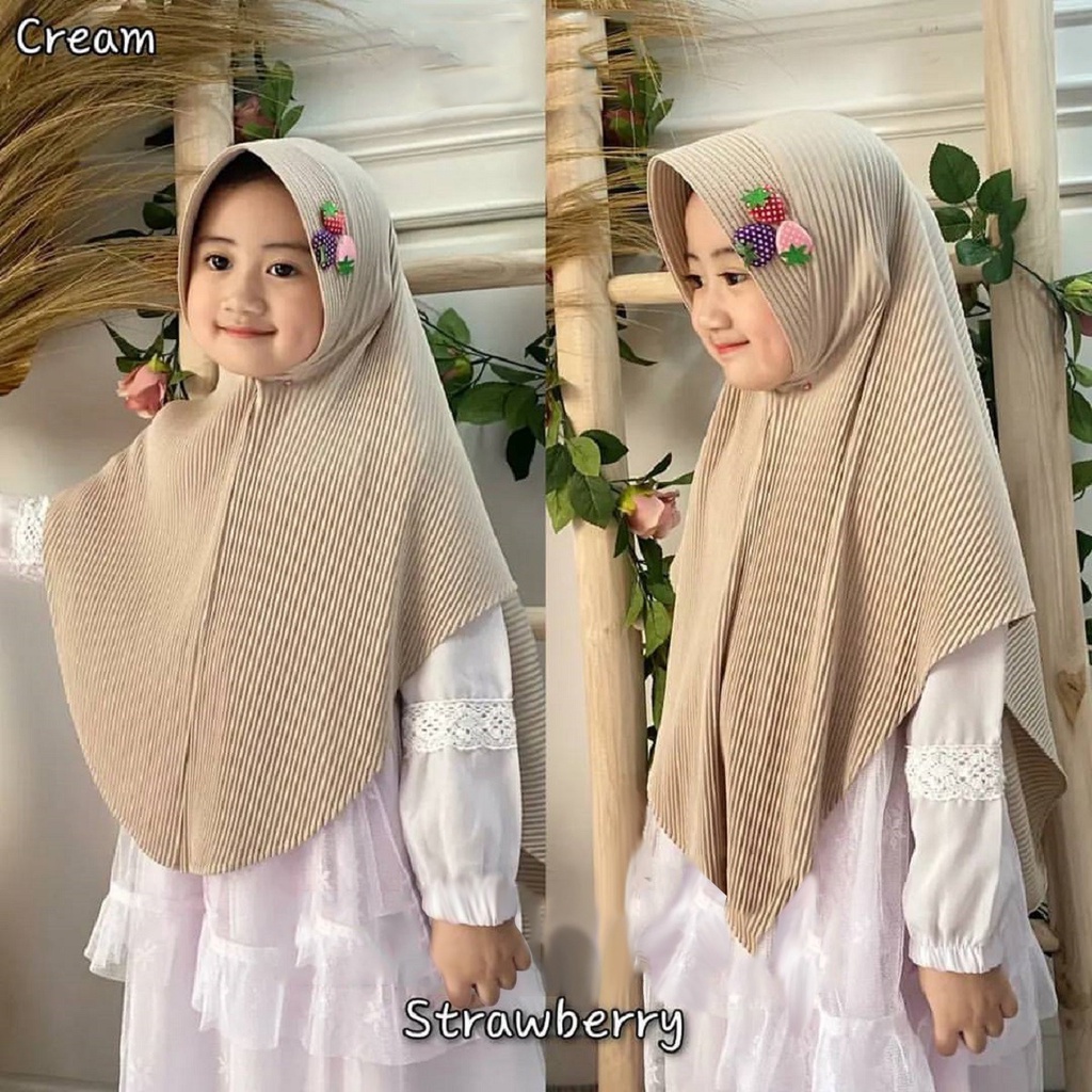 BERGO ANAK STRAWBERRY NAQITA FULL PLISKET HIJAB ANAK PEREMPUAN BERGO PINGUIN KERUDUNG ANAK TANGGUNG