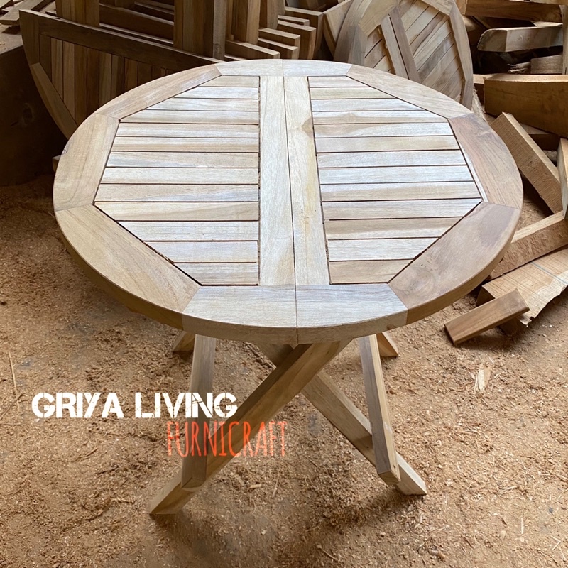 meja lipat jati - meja teras jati - meja piknik jati