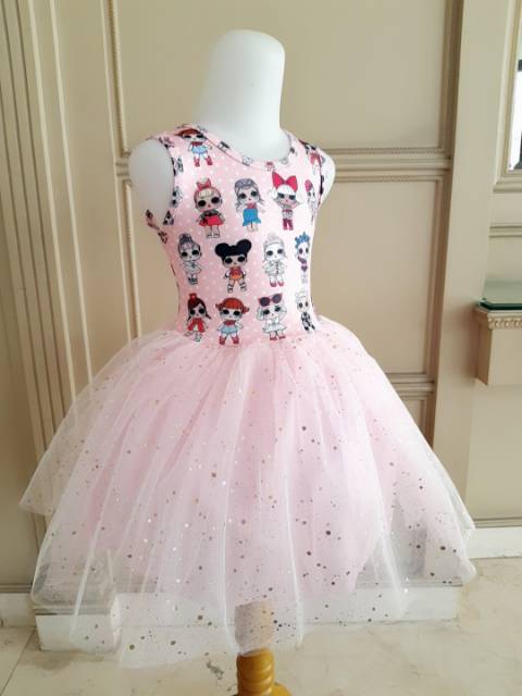 810087 LOL TUTU DRESS PINK / GAUN LOL ANAK PEREMPUAN IMPORT KOREA LUCU MURAH