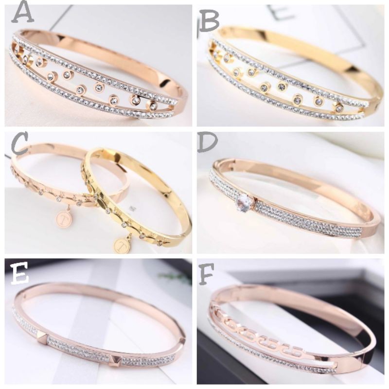 gelang korea permata titanium asli anti karat tidak alergi uk 6Cm