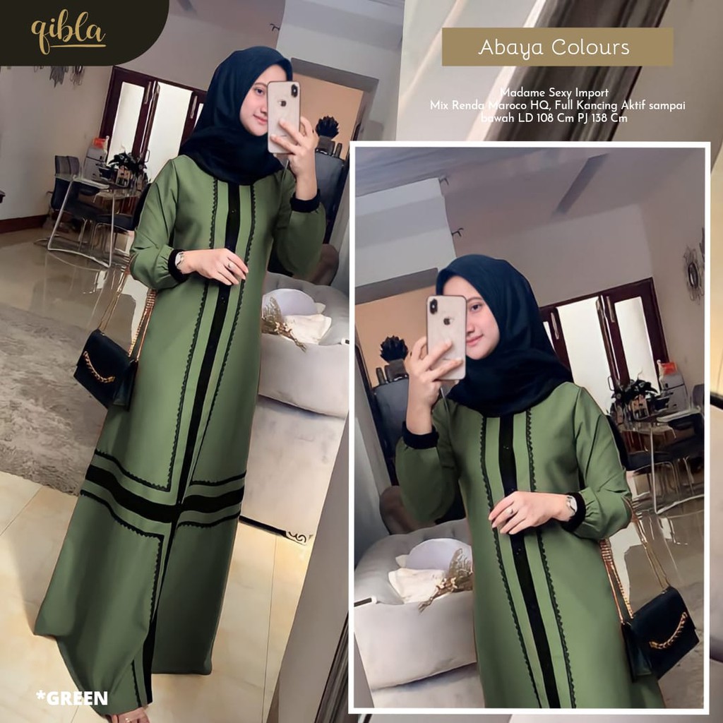 GAMIS TURKEY Qibla Abaya Colours Bahan Madame Sexy