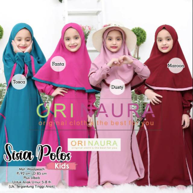 Gamis kids sisioi polos by Ori Naura