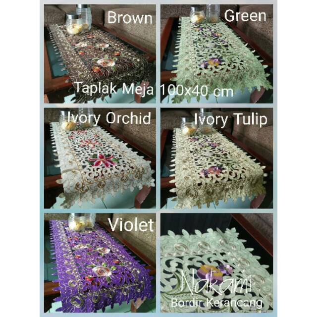 Nakami Taplak meja tamu dan cover tissue bordir kerancang Nakami Taplak meja tamu dan cover tissue bordir kerancang
