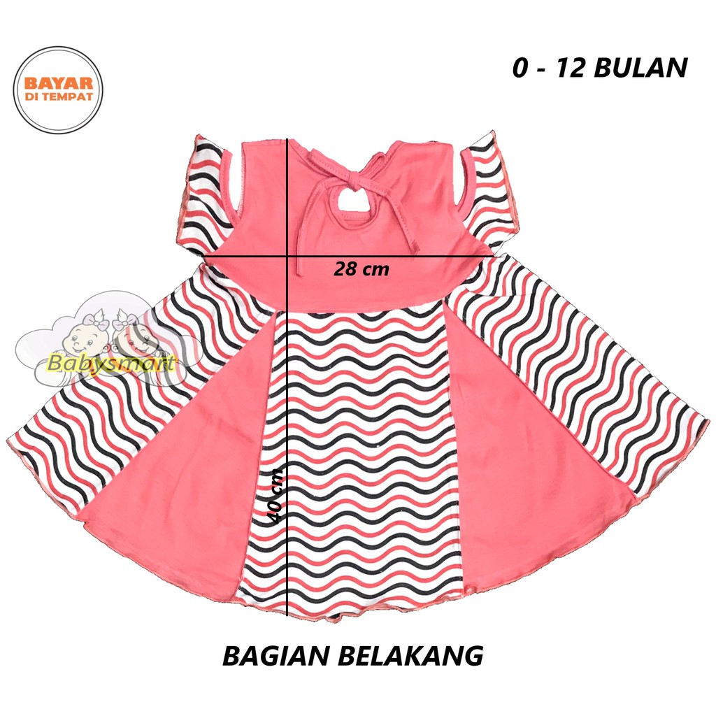 Babysmart - Baju bayi/Anak Dress Perempuan + TOPI motif TURTLE PLANET KIDS usia 0 -12 bulan