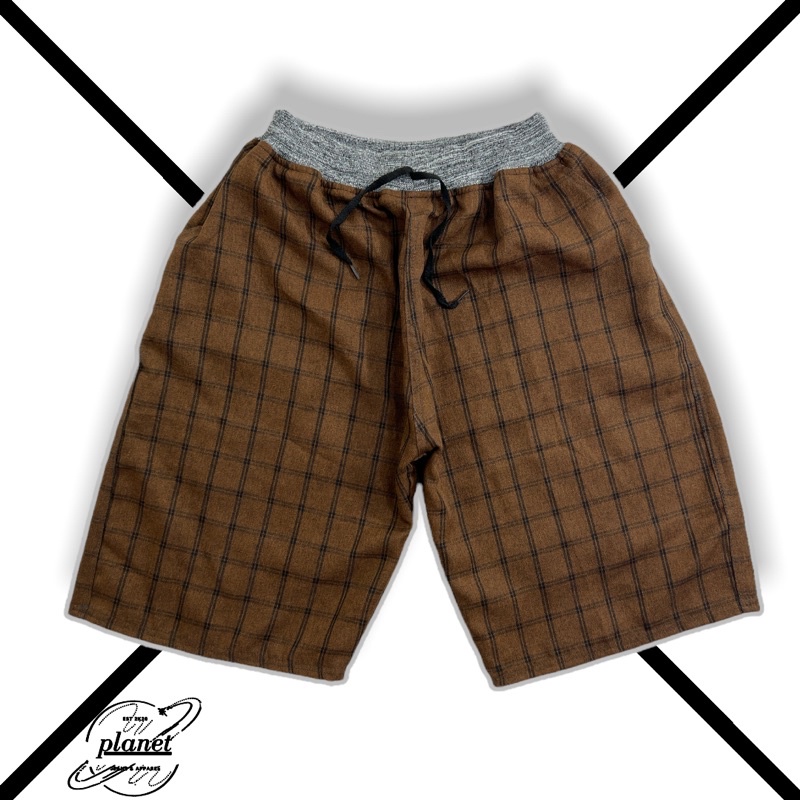 CELANA PENDEK CHINO PRIA PINGGANG RIB TALI KOLOR KAIN MOTIF KOTAK KOTAK TARTAN PENDEK COWOK DEWASA COD