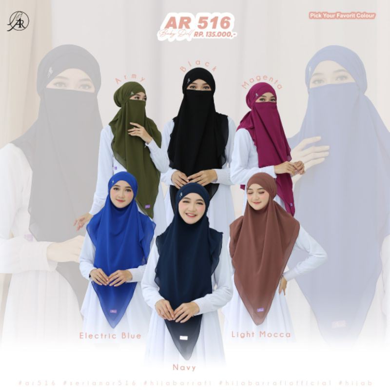 Arrafi Hijab Kode Ar516 | Kerudung Jilbab Jumbo Cadar Arrafi Terbaru