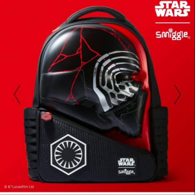 Original Tas Smiggle Star Wars First Order Kylo Ren Hardtop Backpack