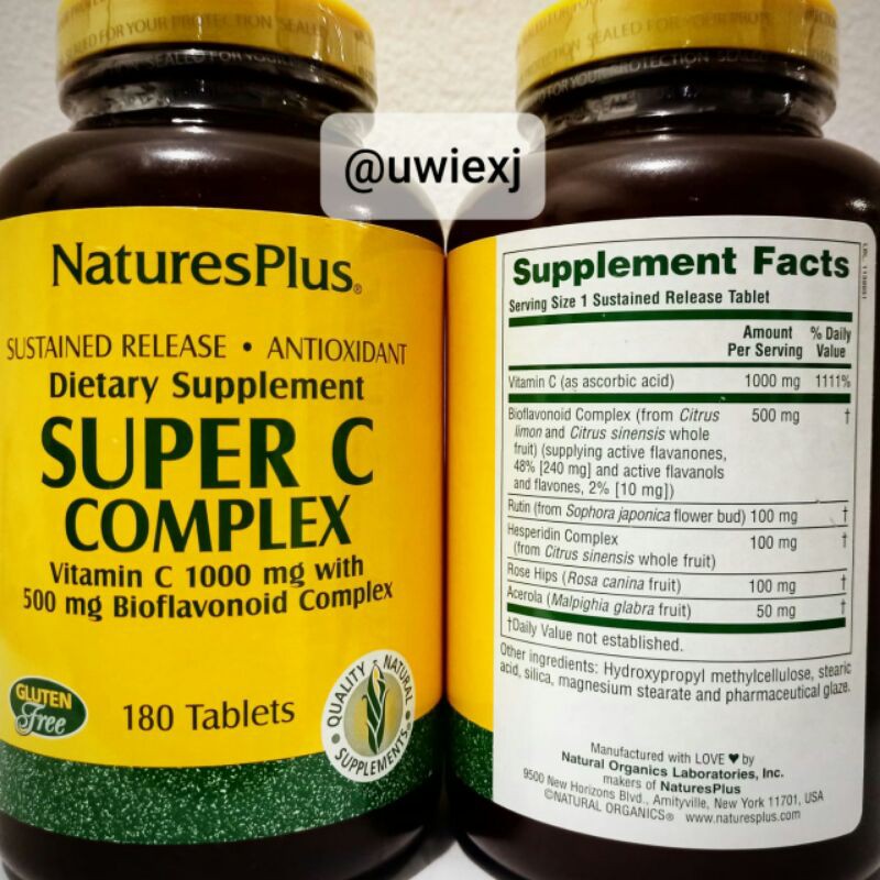 Jual super C complex 1000mg isi 180 / Natures plus super C complex