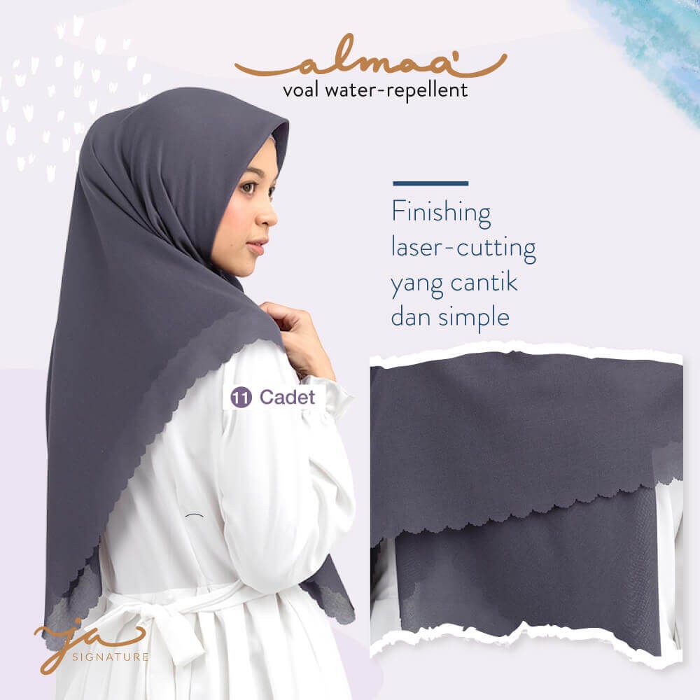 Jilbab Afra Almaa' Warna Wine - Hijab Voal Polos Segi Empat - Water Repellent