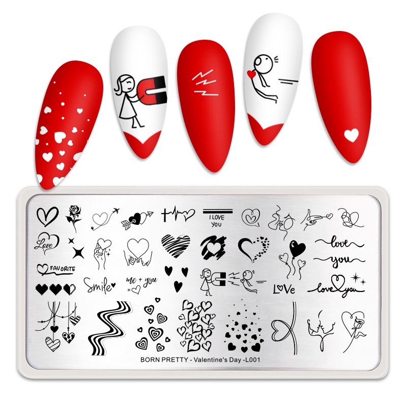 Born PRETTY Plat Stempel Kuku Motif Bunga / Geometri Untuk Manicure