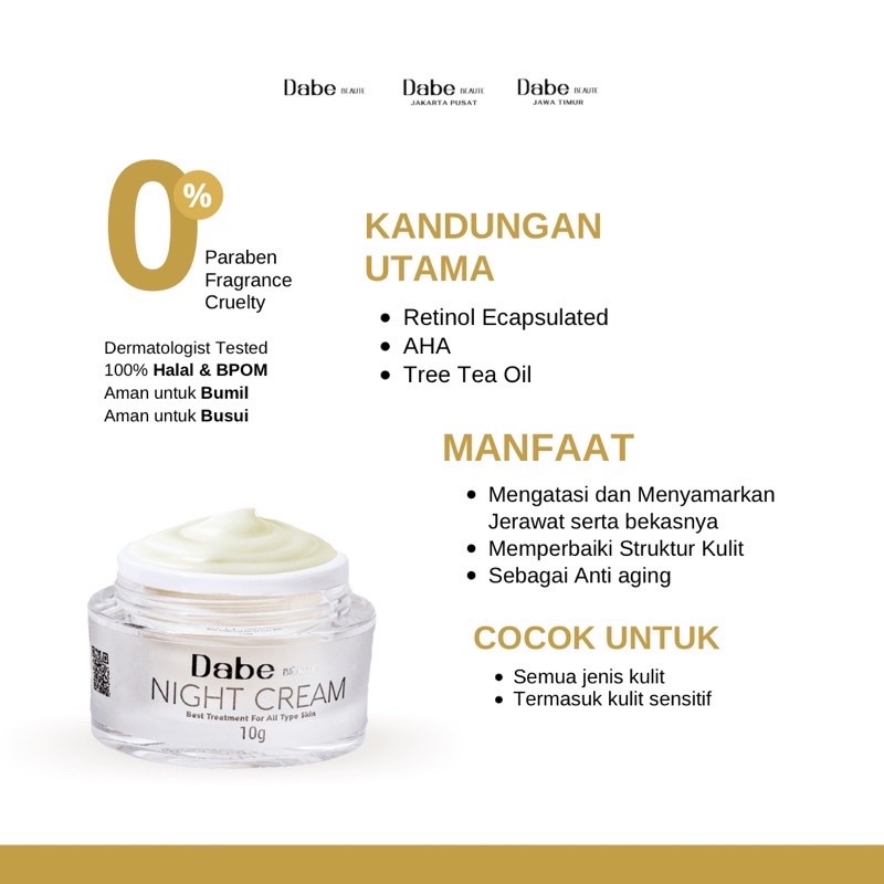 (HARGA GROSIR) NIGHT CREAM DABE BEAUTE BY BELLA SHOFIE RIGAN