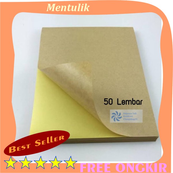 

HOT PROMO !!! STIKER COKLAT A4 KERTAS STICKER KRAFT Label COKLAT - ISI 50 lembar