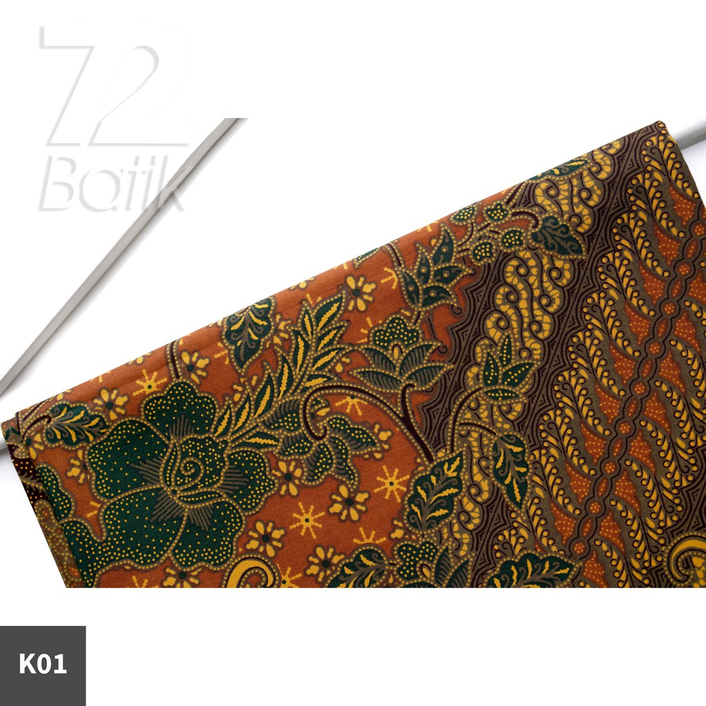 KAIN BATIK PREMIUM Bahan Katun Motif Kembang Warna Hijau Ijo Orange 721618 Cap 72 Jarik Jarit Samping Kebat Panjang Batik Katun Modern Premium Bahan Seragam Batik Pernikahan Kantor Keluarga Murah Kamen Jadi Batik Bali Lembaran