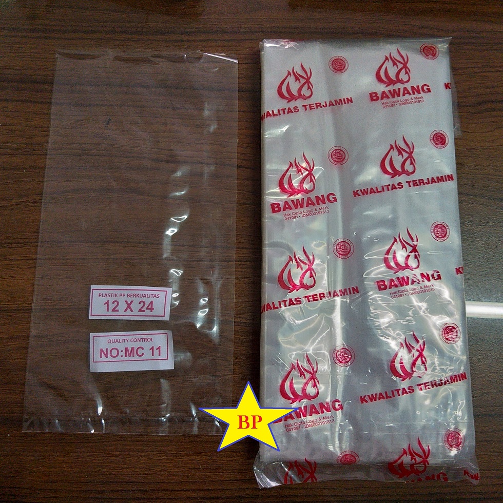 Plastik PP Bawang 12 x 24 cm/ Plastik Bening Kantong Kiloan/ Plastik PP merk Bawang