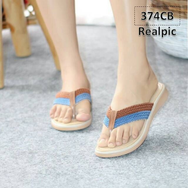 SANDAL JEPIT WANITA TURKI TWO TONE | 374