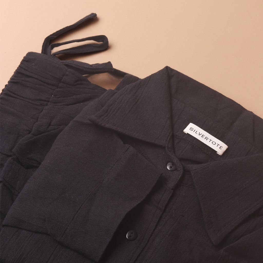 Silvertote Apparel Pakaian Wanita Rocco Set Pants-Black