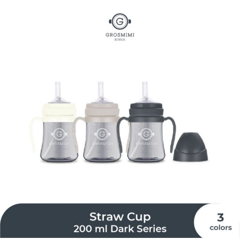 Grosmimi PPSU Straw Cup 200 ml Dark Series - Botol Minum Bayi &amp; Anak