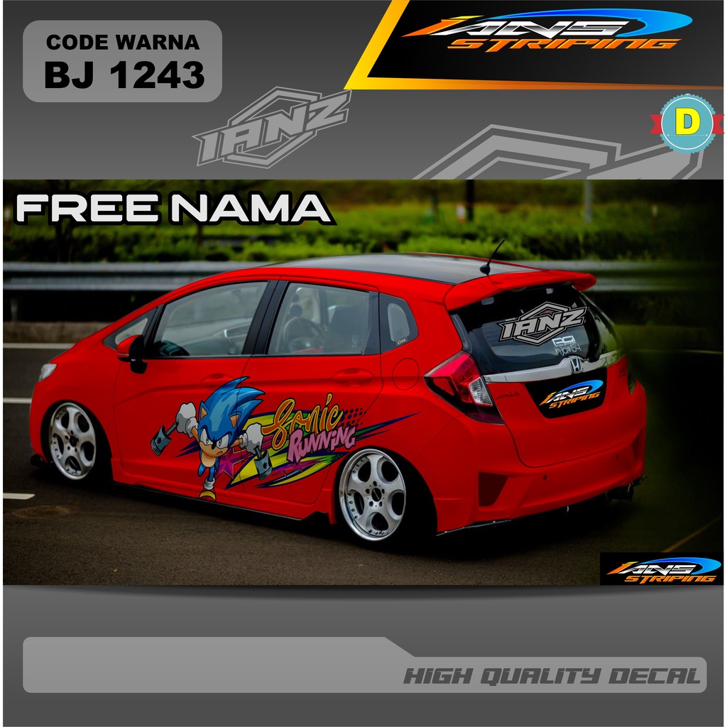 STIKER DECAL MOBIL HONDA JAZZ / VARIASI DECAL STICKER MOBIL FREE NAMA / SIKER DECAL TERMURAH