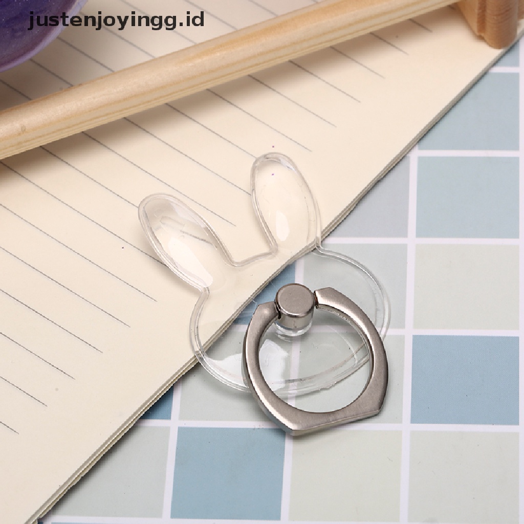 // justenjoyingg.id // 1pc cute transparent phone finger grip rotating ring stand holder accessories ~