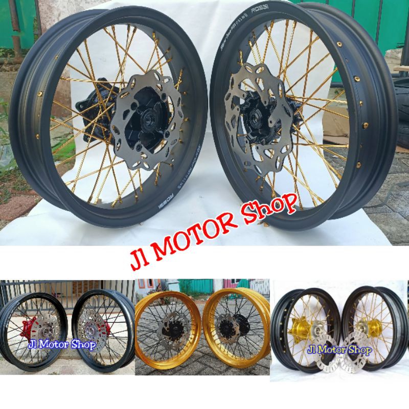 Wheelset Velg Supermoto Super Moto CRF 150 L CRF150 L WR 155 WR155 Pakai Tromol ORI pnp Free Cakram