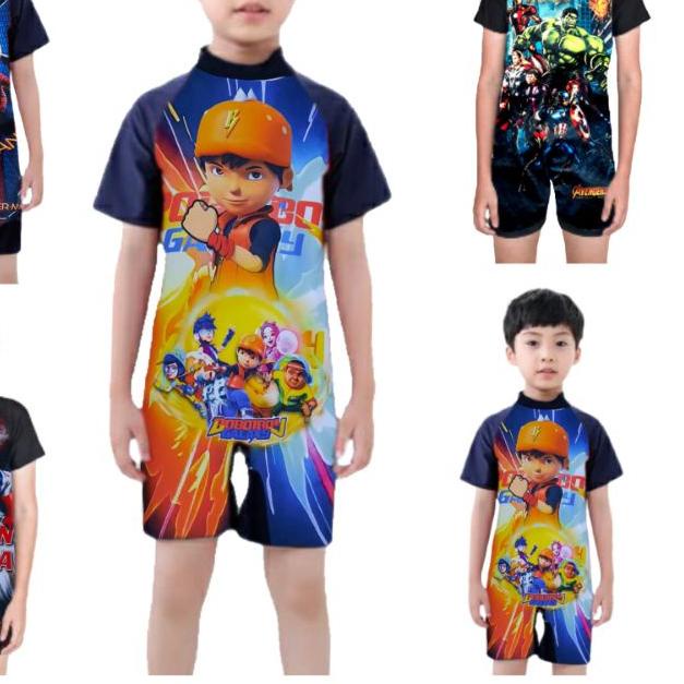 ✭ baju renang anak laki laki spiderman superhero avangers boboiboy ➣