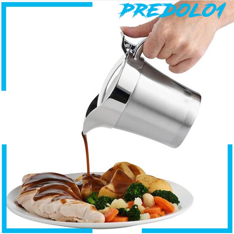 (Predolo1) Teko Stainless Steel Dinding Ganda Untuk Saus / Susu / Steak