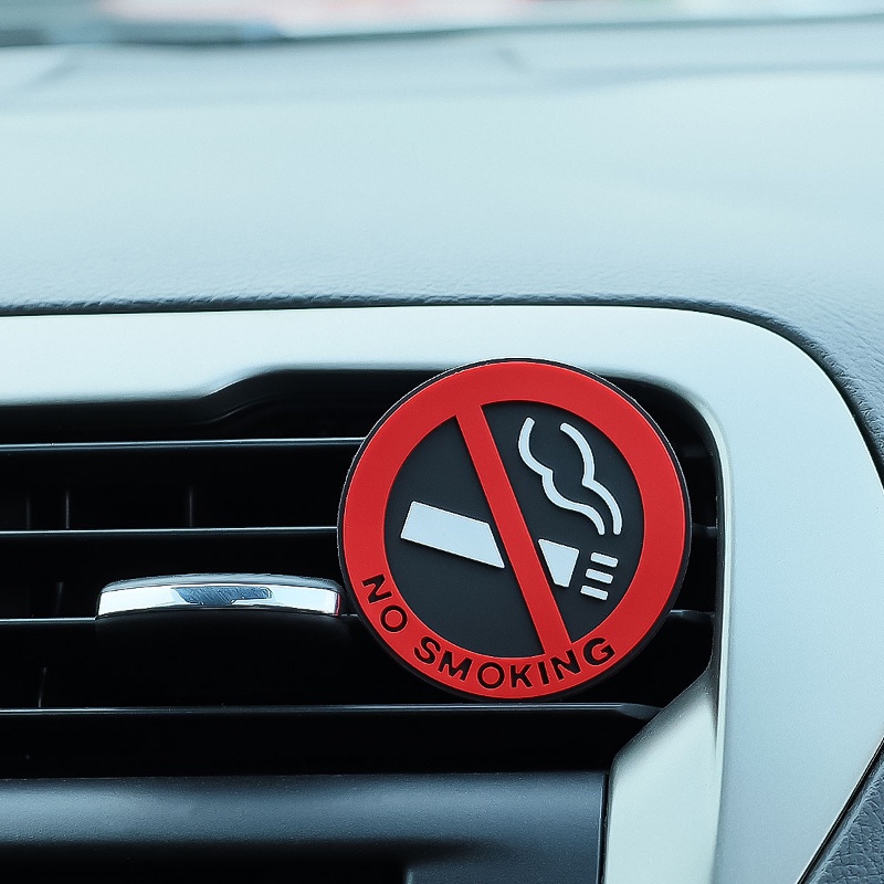 1pc Stiker Peringatan No Smoking Bentuk Bulat Bahan Silikon Untuk Pintu Kaca Mobil