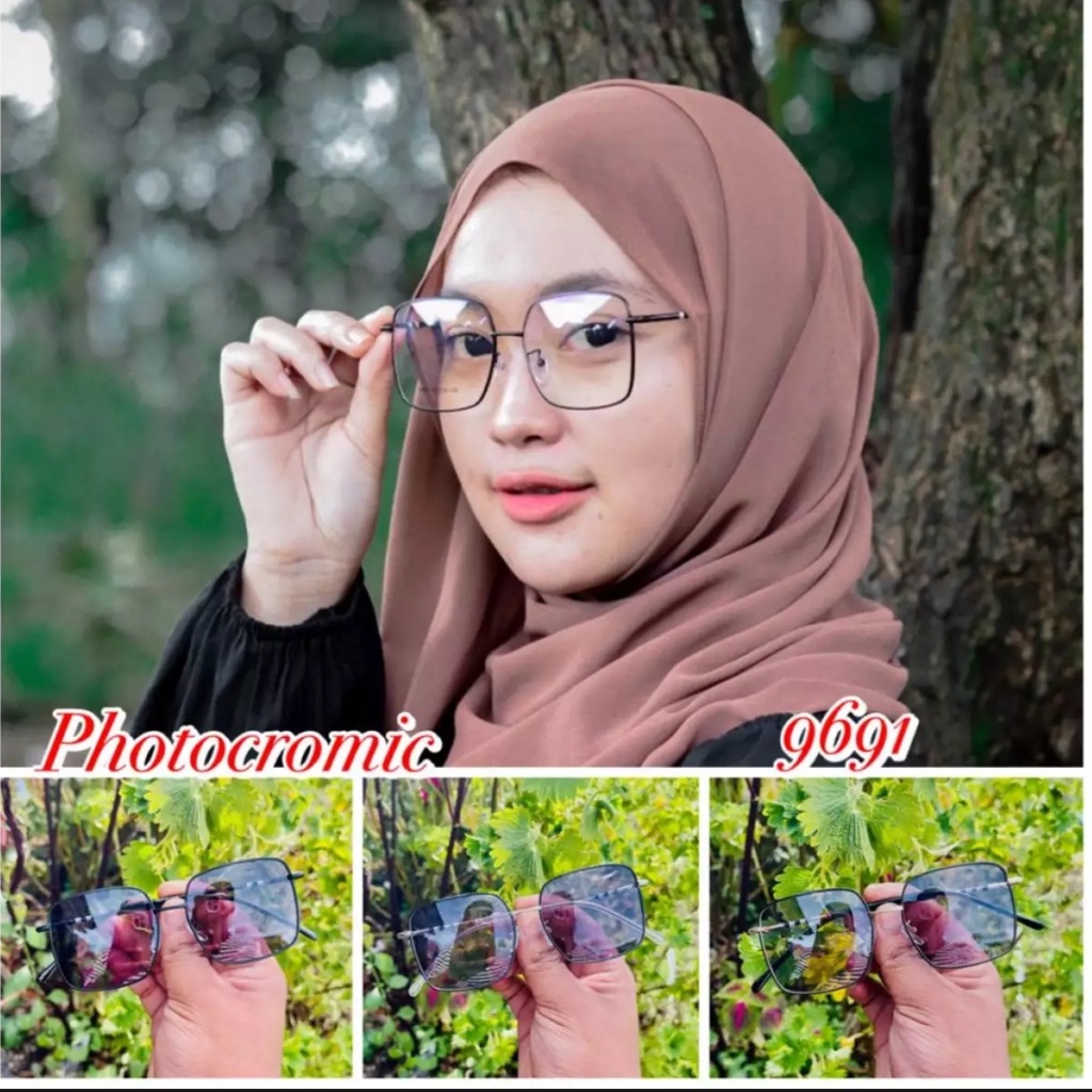 Kacamata Gata Photocromic Wanita Pria sunglasses Vintage, Free Box dan Lap