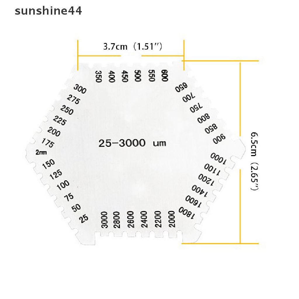 Sunshine Sisir Pengukur Ketebalan Lapisan Film Basah 25-3000um Warna Silver