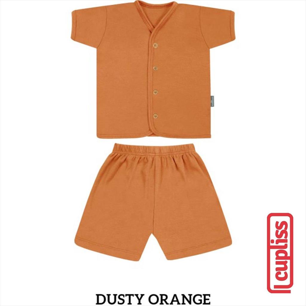 Dusty Orange Little Palmerhaus Button Tee Short Sleeve Baju Bayi