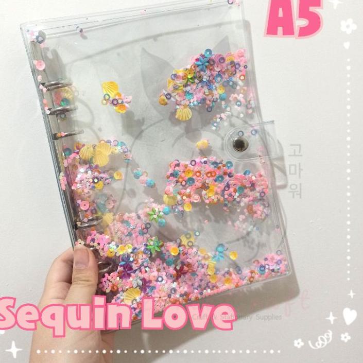 

Terbaik! LC Binder A5 SEQUINS Love Binder Transparan Mika PVC