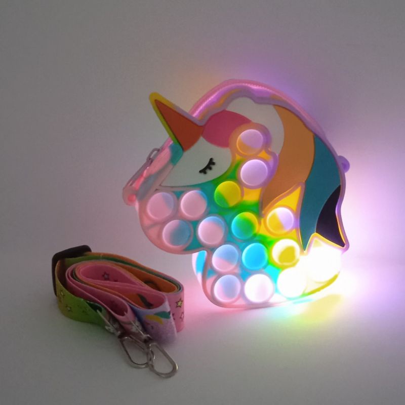 Tas Pop it  LED Unicorn hello kitty Mini