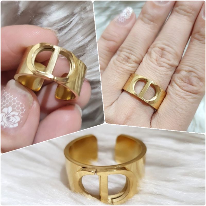 Cincin Titanium Asli Gold Motif D10r Premium Quality anti karat anti alergi Stainless steel ori 2827