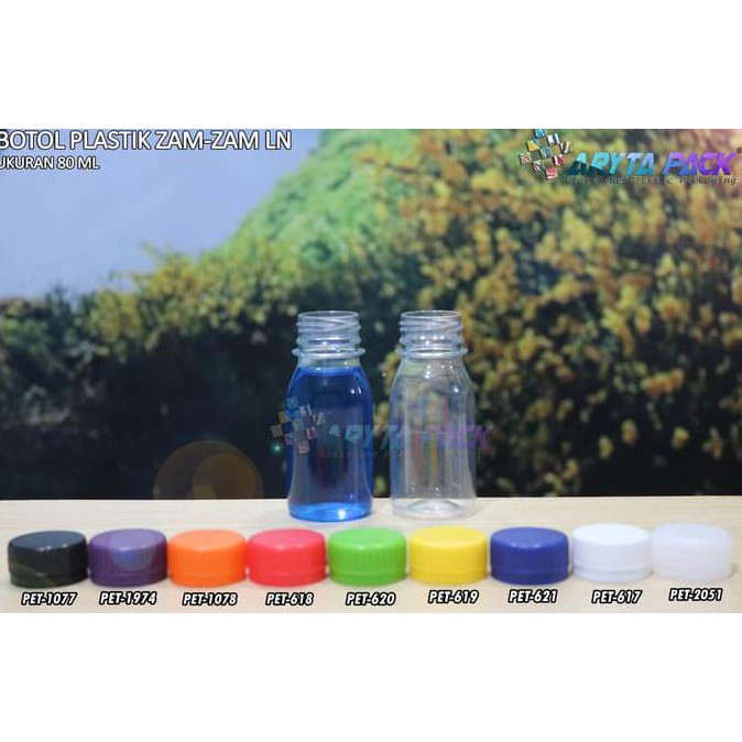 PET1077. BOTOL PLASTIK 80ML PET ZAM-ZAM TUTUP SEGEL HITAM - HITAM