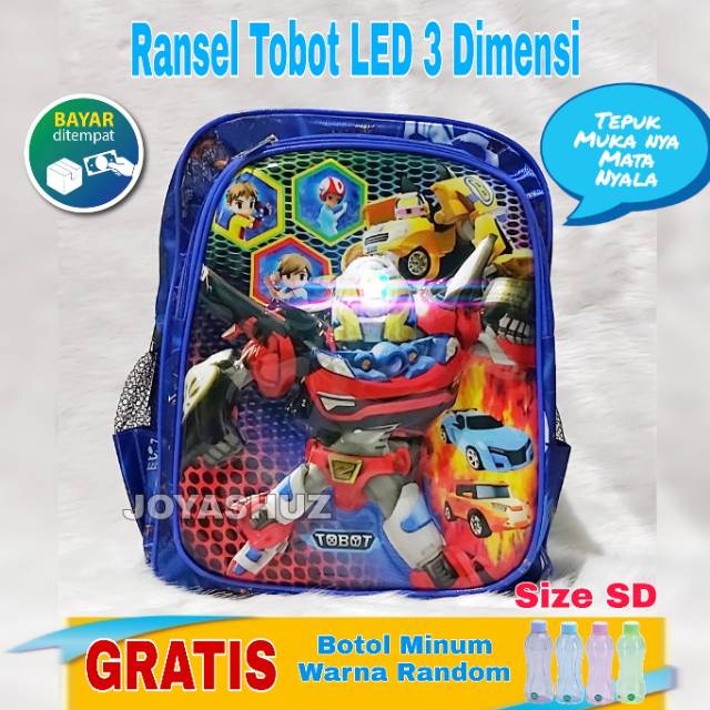 Tas Sekolah Anak Laki Spiderman LED 3D - Tas LOL LED - Tas Transformer LED 3D - Tas Robot Tobot 3D