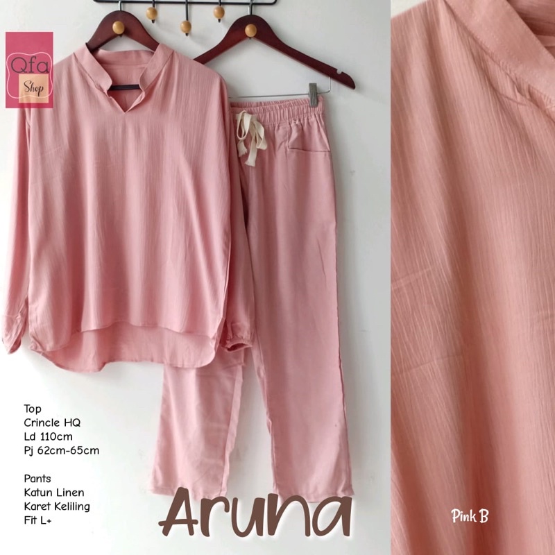 Baju Setelan Celana Bahan Crincle • ARUNA SET BY QFA SHOP