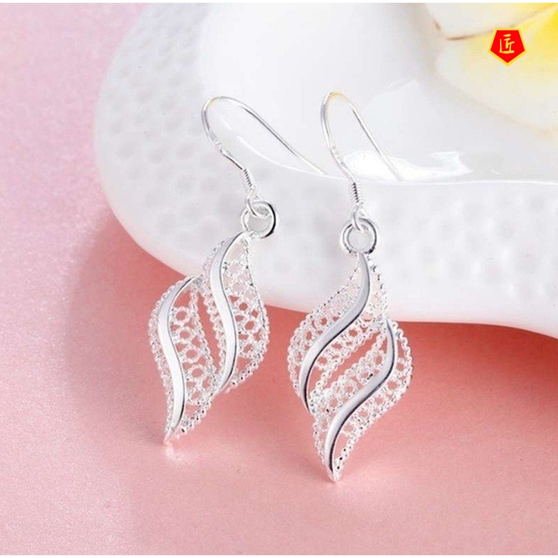 [Ready Stock]Female Geometric Soft Hollow Stud Earrings 925 Silver Fashion