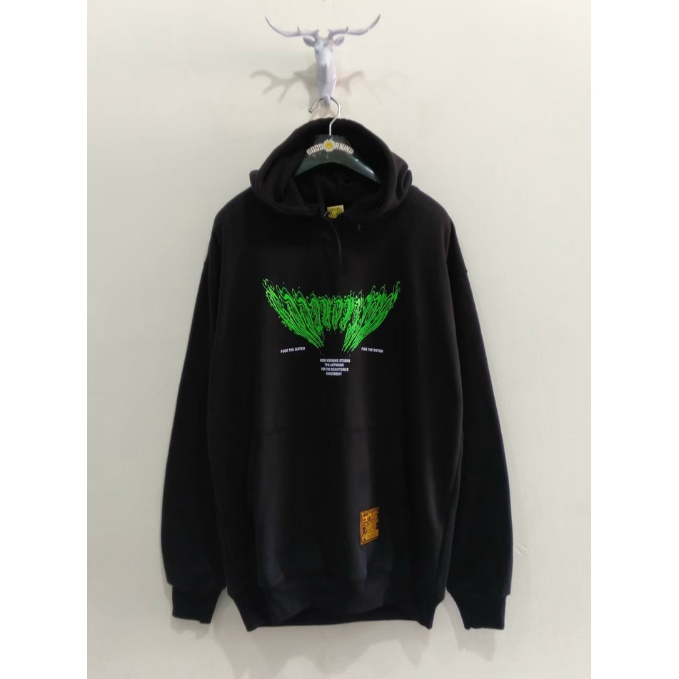 GM hoodie sweater pria warna hitam art grafity GMSH123