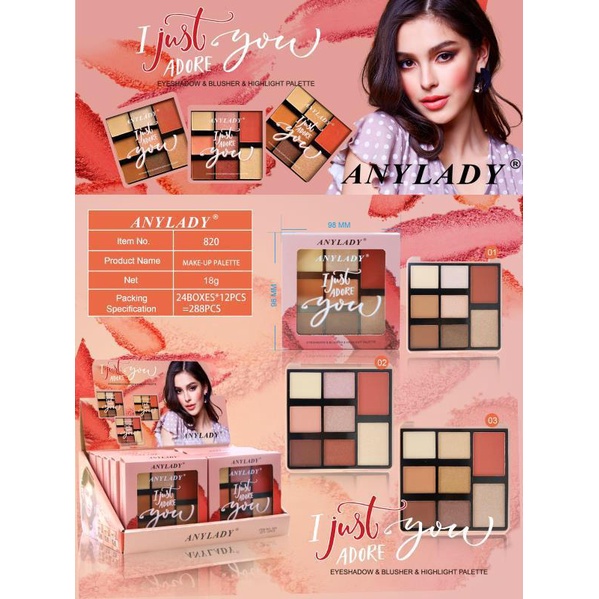 Eyeshadow Anylady 8 Color Nude And Soft  l Just ADORE You-820
