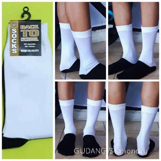 Kaos Kaki Panjang School Putih Hitam