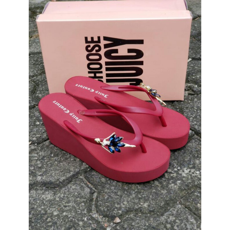 Sandal Jepit JUICY COUTURE WEDGES Balerina Balet / JUICY COUTURE GLITTER BALERINA WEDGES