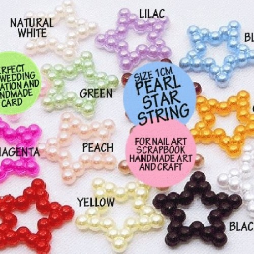 DEKORASI SLIME / CLAY / NAIL ART PEARL STAR STRING ISI 15PCS