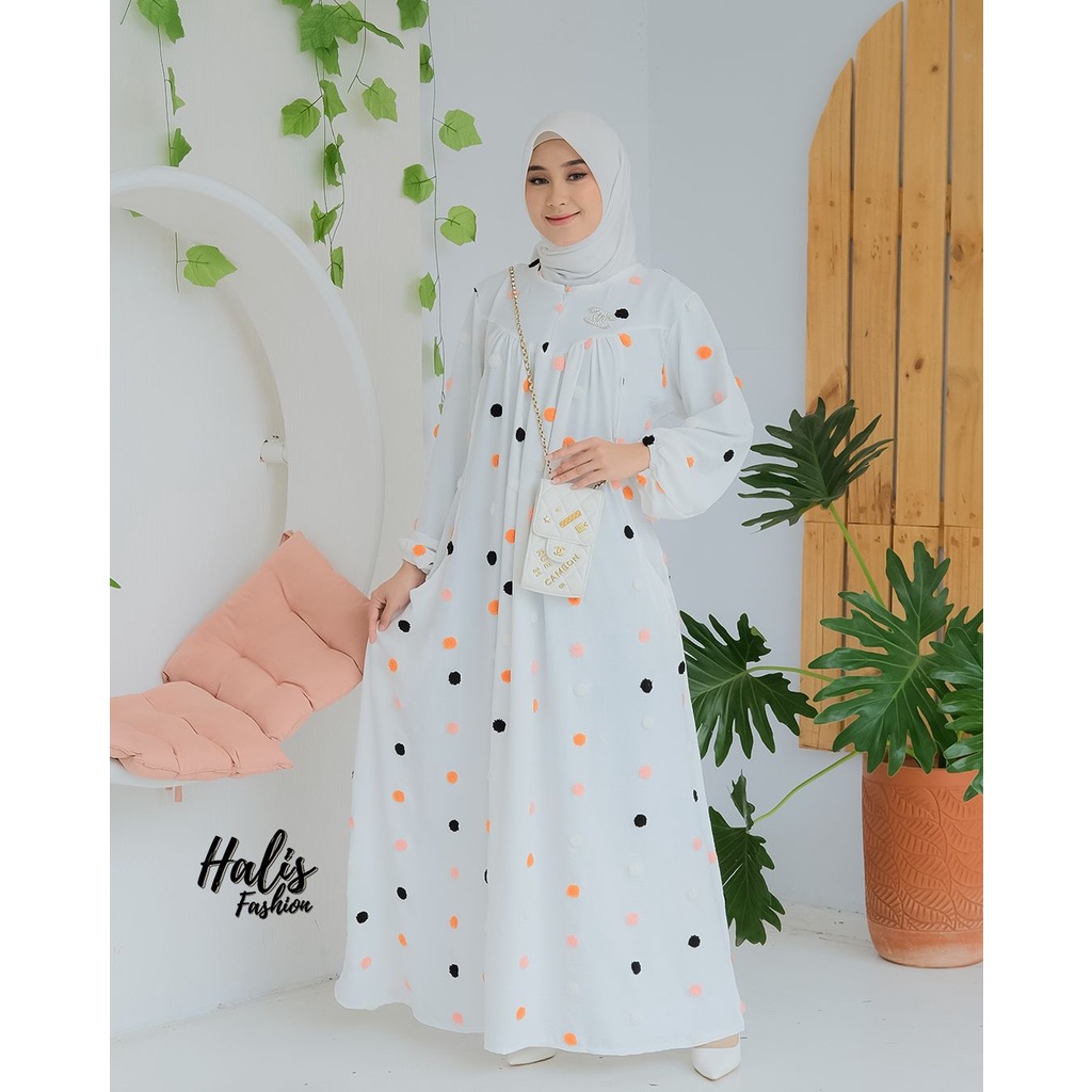 Gamis kringkel uragiri rajut dot dress original berlabel DIANA VENYTA HALIS ELY ARSY POMPOM MALIKA terbaru hits trendy