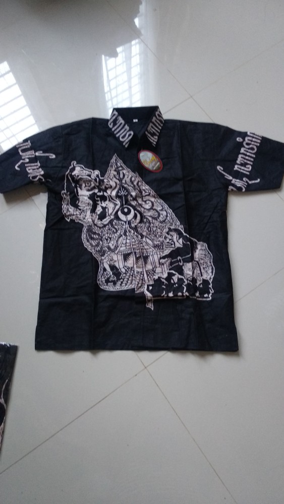 Kemeja Batik Pria Lengan Panjang Hitam Manis M L Xl Xxl
