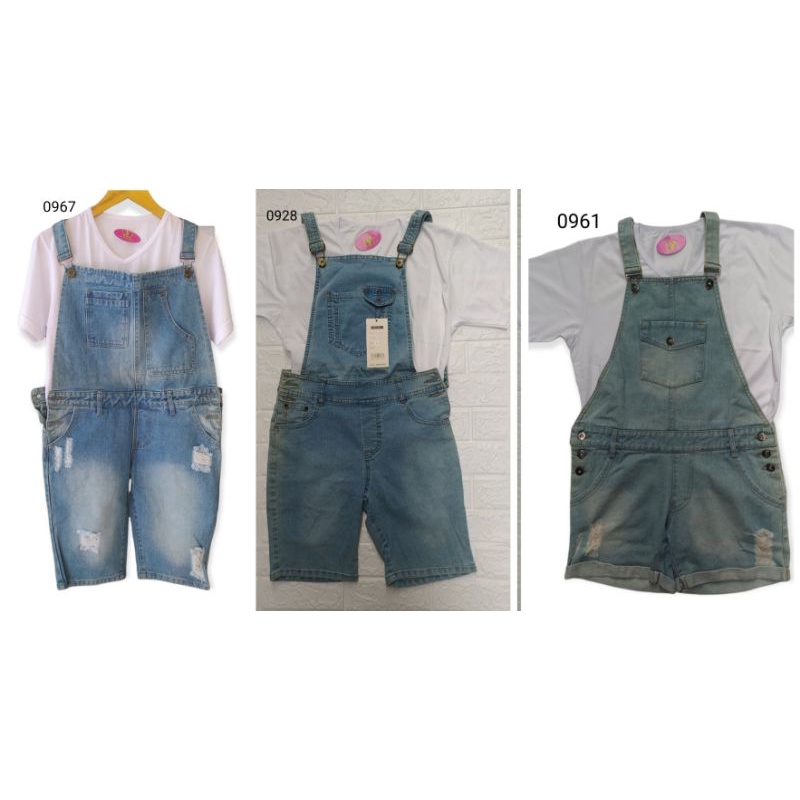 BAJU WANITA JUMPSUIT OVERAL CELANA PENDEK JEANS ONE SET  0967