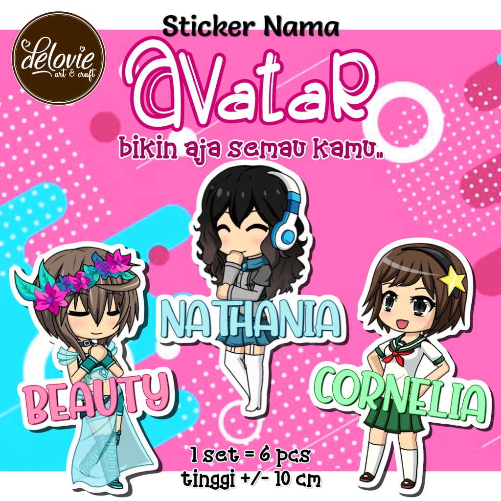 

delovie.art Stiker Nama Avatar (SNA) Kartun Animasi - Girl / create your own avatar